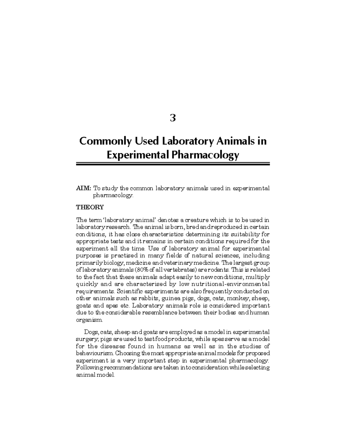 Commonly Used Laboratory Animalsin Experimental Pharmacology - THEORY ...