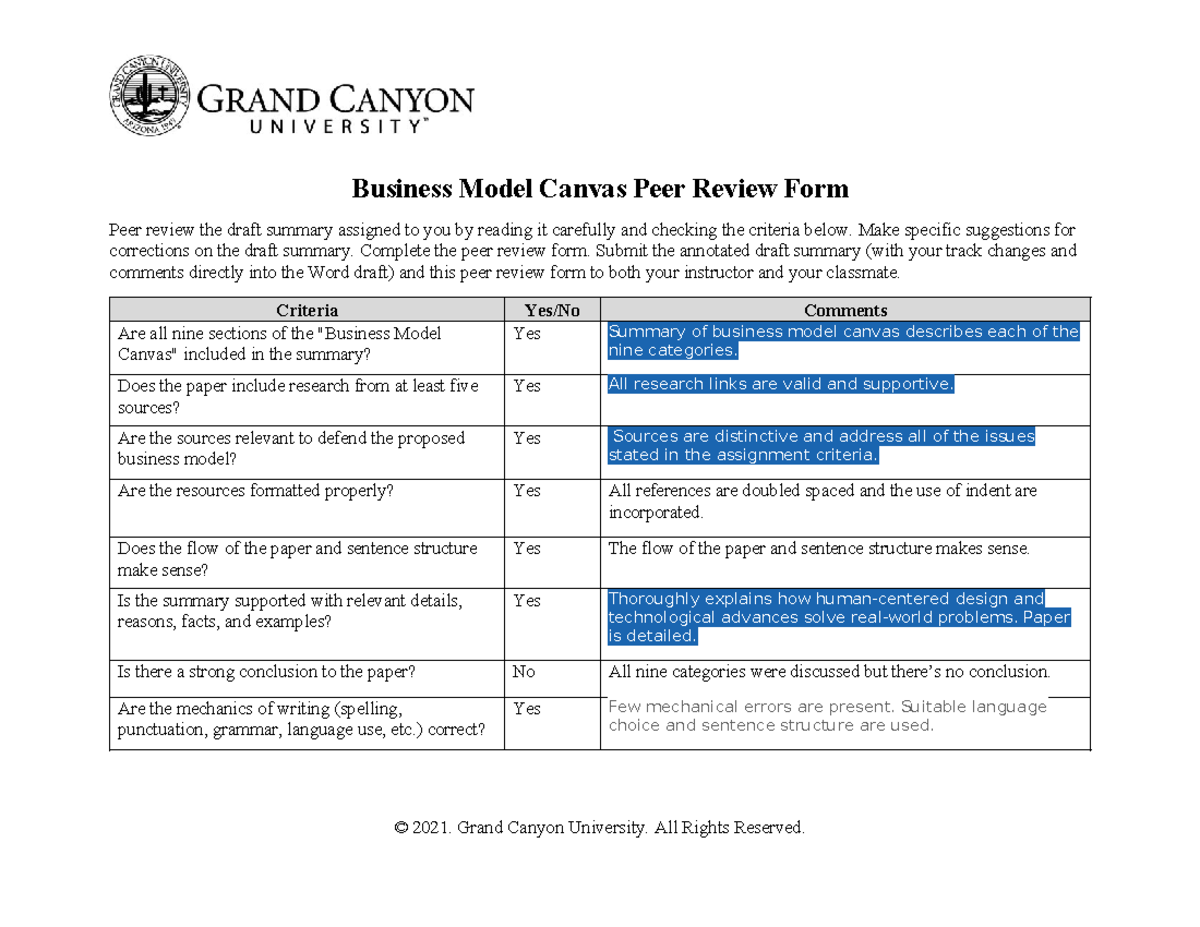 Jamara Brooks ENT436RST6Business Model Canvas Peer Review