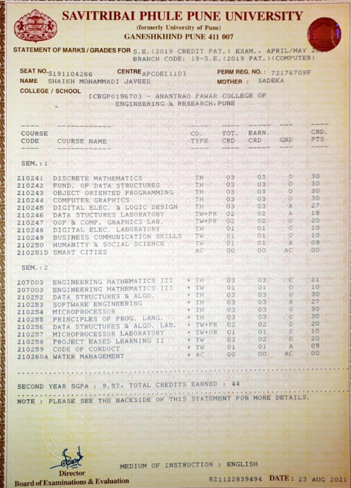 SEmarksheet compressed - Computer Engineering - Studocu