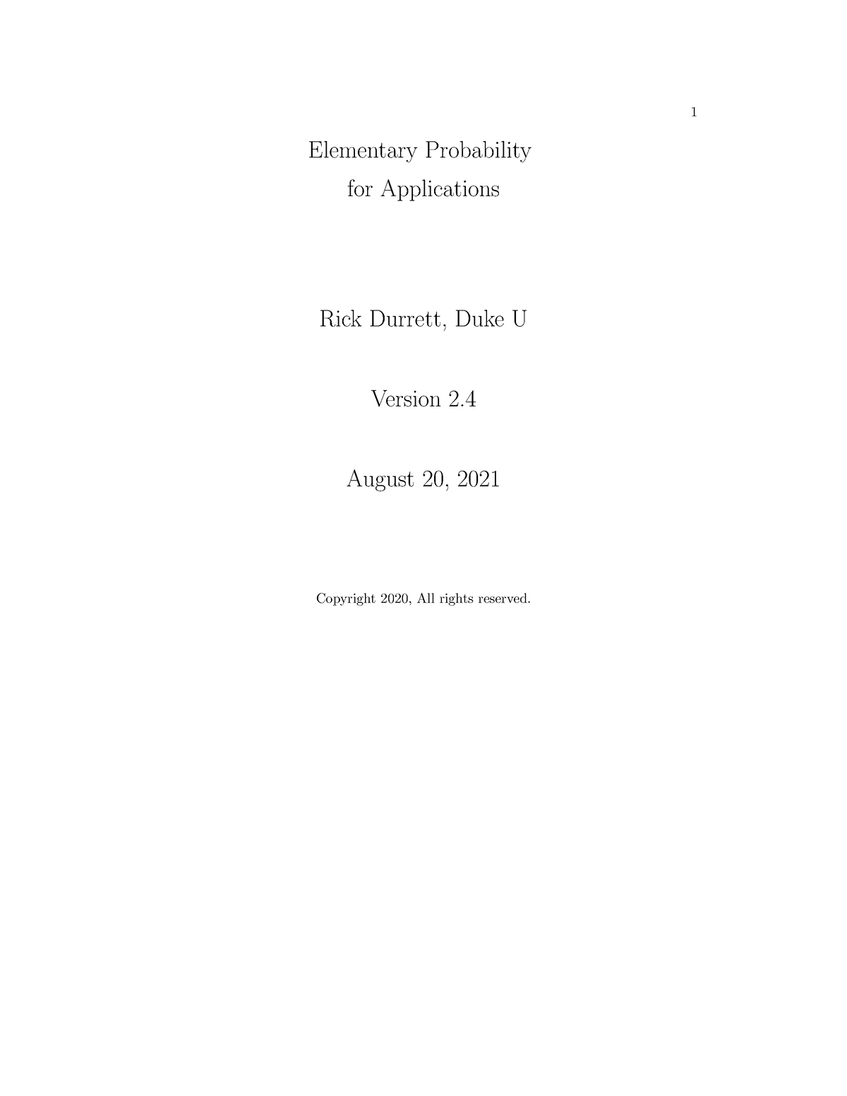 EP4A April 2021 - Good - 1 Elementary Probability For Applications Rick ...