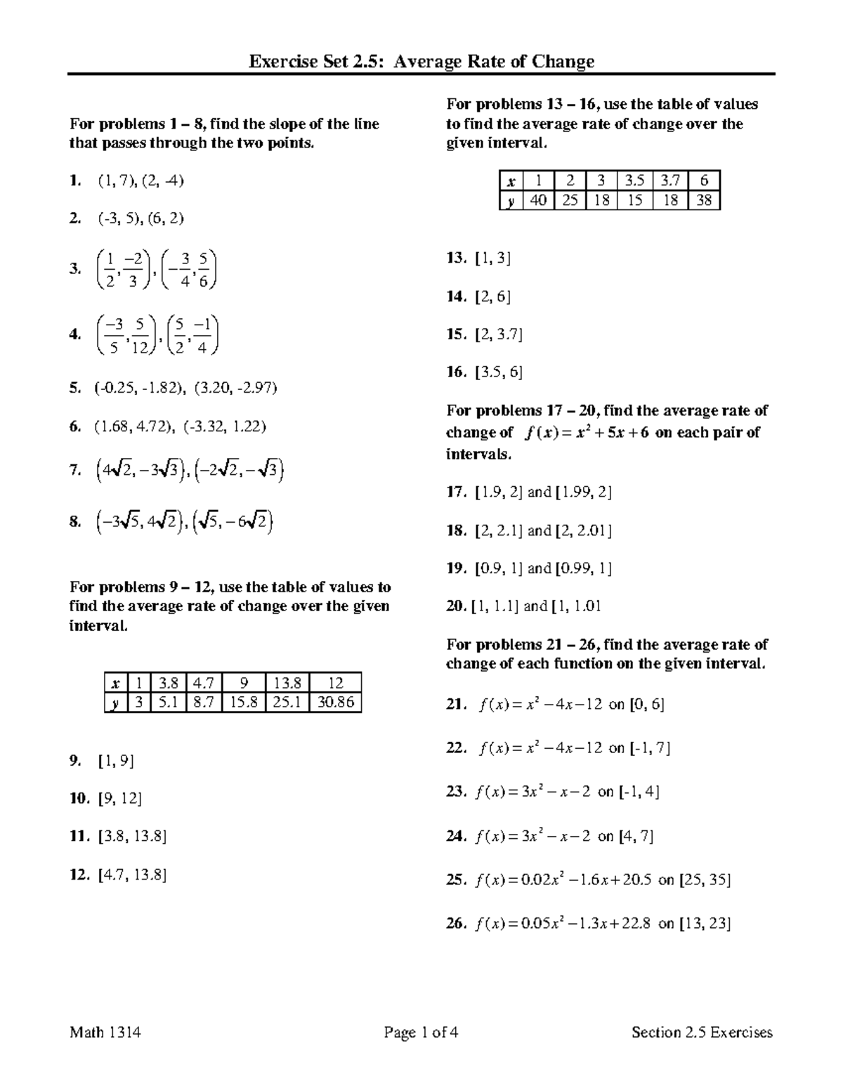 Sec 25 Exercises - Idk - For problems 1 – 8, find the slope of the line ...