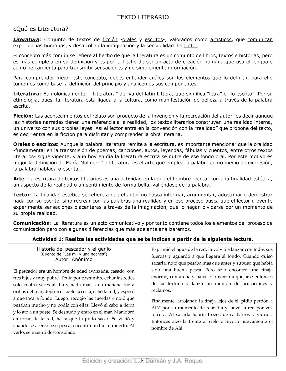 Cuadernillo De Trabajo El Texto Literario By Damián Y Roque Texto Literario ¿qué Es 0626