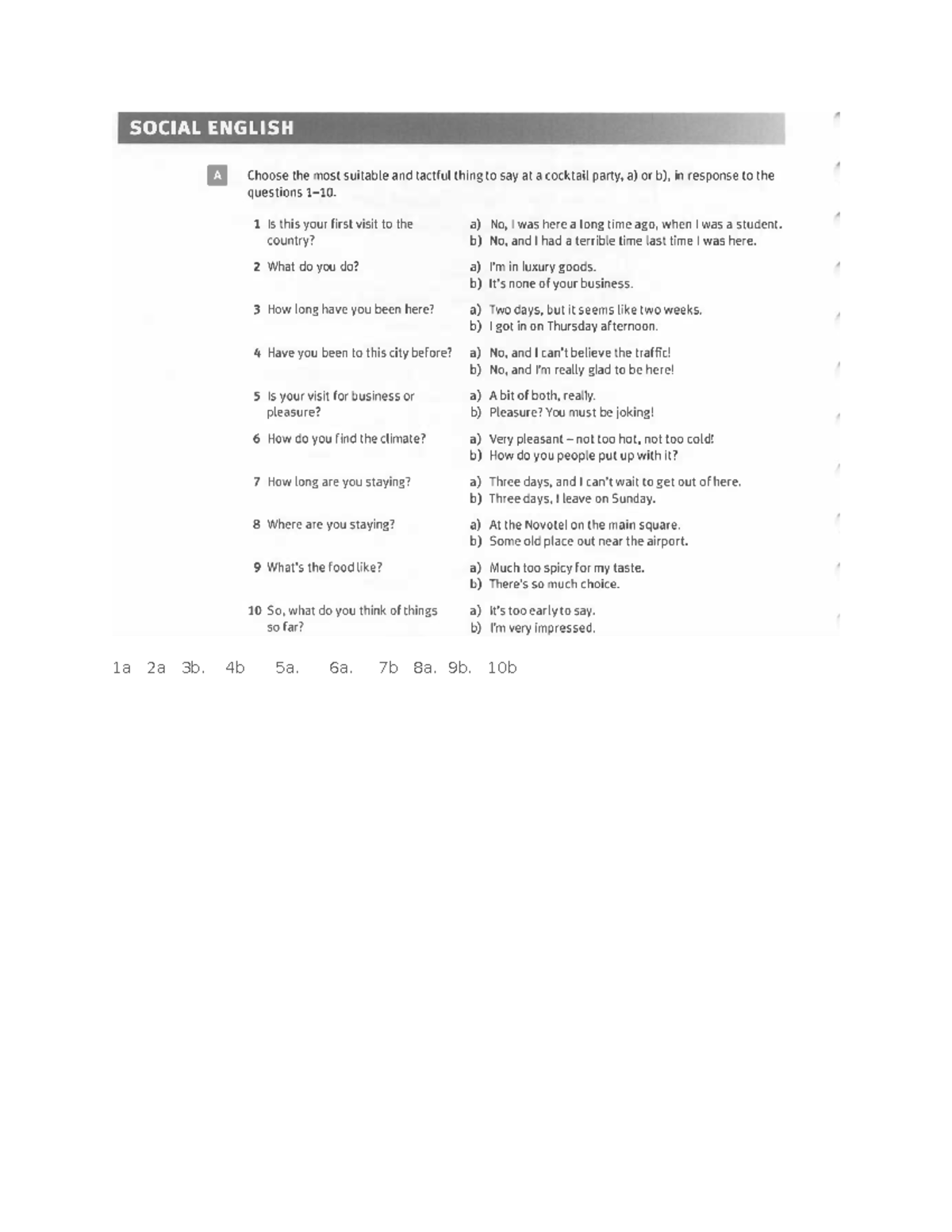 Answer key for homework 1 - Speaking course 2 - VTHL - Business English ...