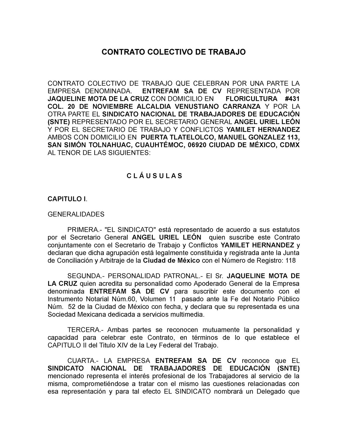 Contrato Colectivo De Trabajo Contrato Colectivo De Trabajo Contrato Colectivo De Trabajo Que 7513