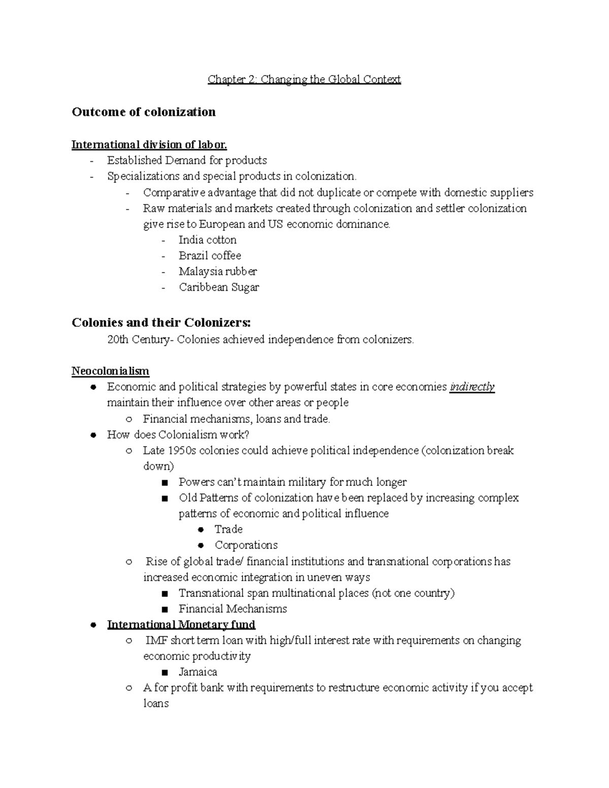 Chapter 2 Changing the Global Context - Chapter 2: Changing the Global ...