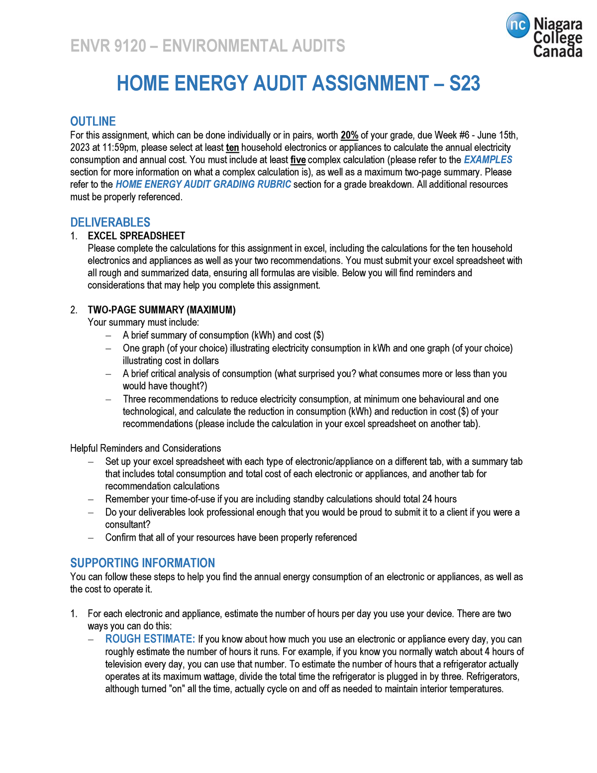 home energy audit assignment