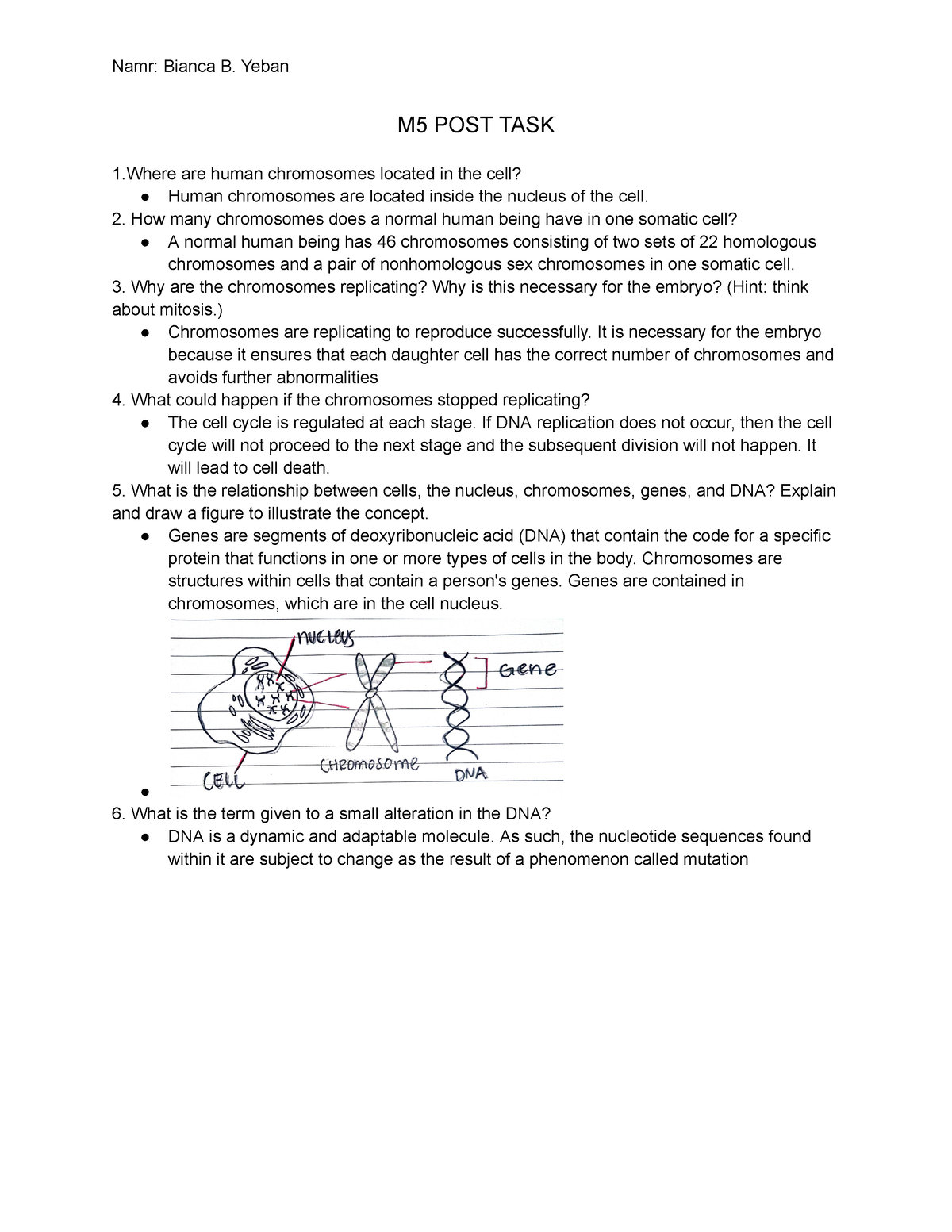 M5 POST TASK - Genetics - Namr: Bianca B. Yeban M5 POST TASK 1 Are ...