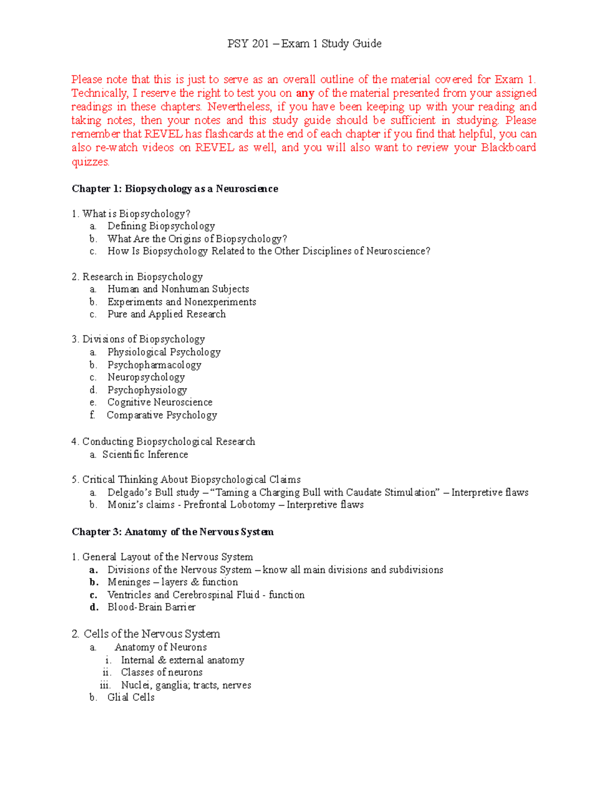 Psy1 Exam1 Study Guide Studocu