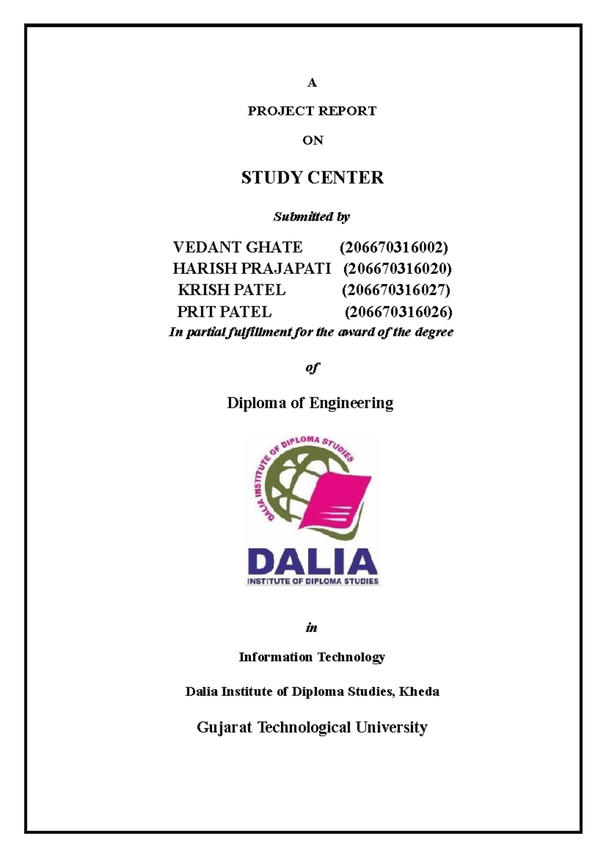Study Center 12 - its okkkkkkk - A PROJECT REPORT ON STUDY CENTER ...