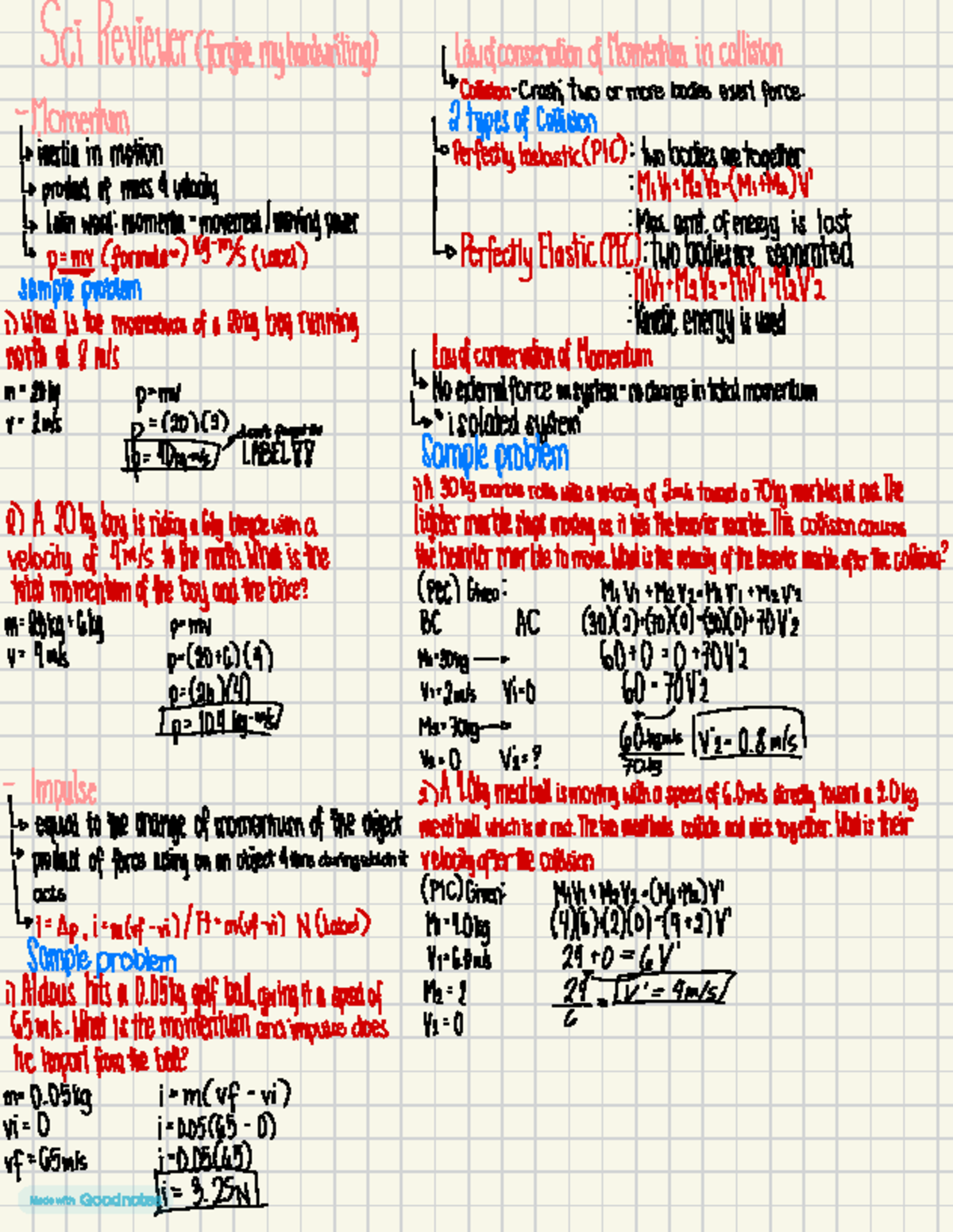 Physics Collision/Crash - Sci Reviewer (forgive my handwriting) (aw of