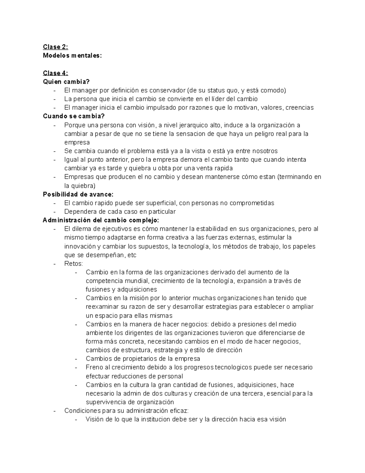 Cambio y desarrollo organizacional - Clase 2: Modelos mentales: Clase 4 ...