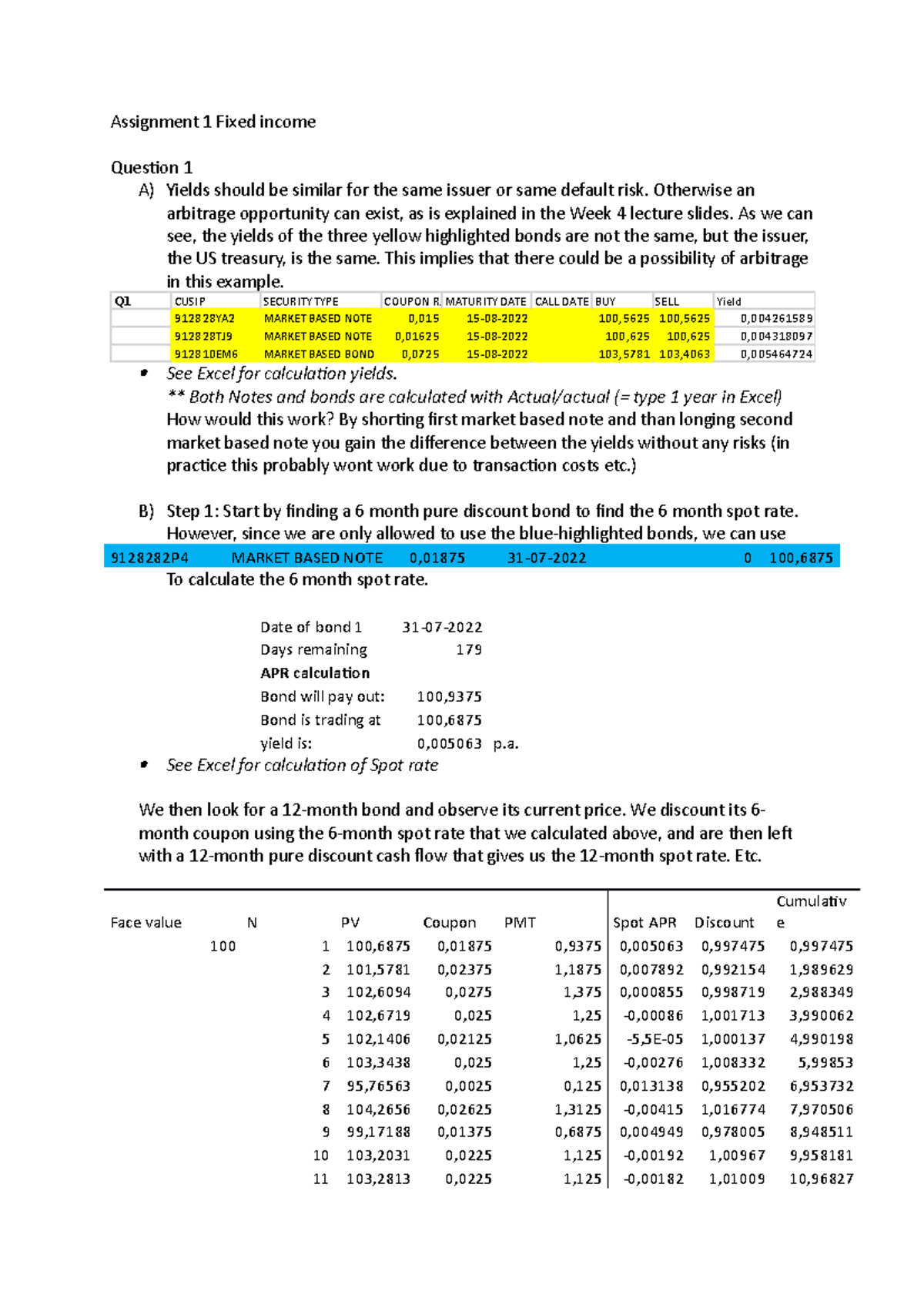 Assignment 1 for Fixed income (FIN418) - Assignment 1 Fixed income ...