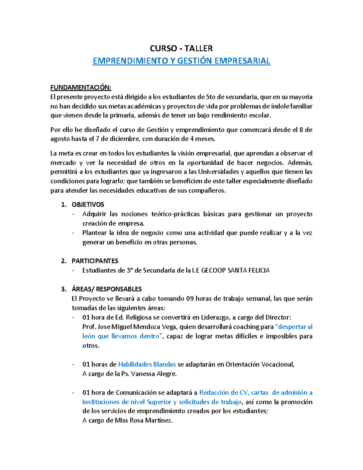 Proyecto Emprendimiento Y Gestión Empresarial - SF 2022 - CURSO ...