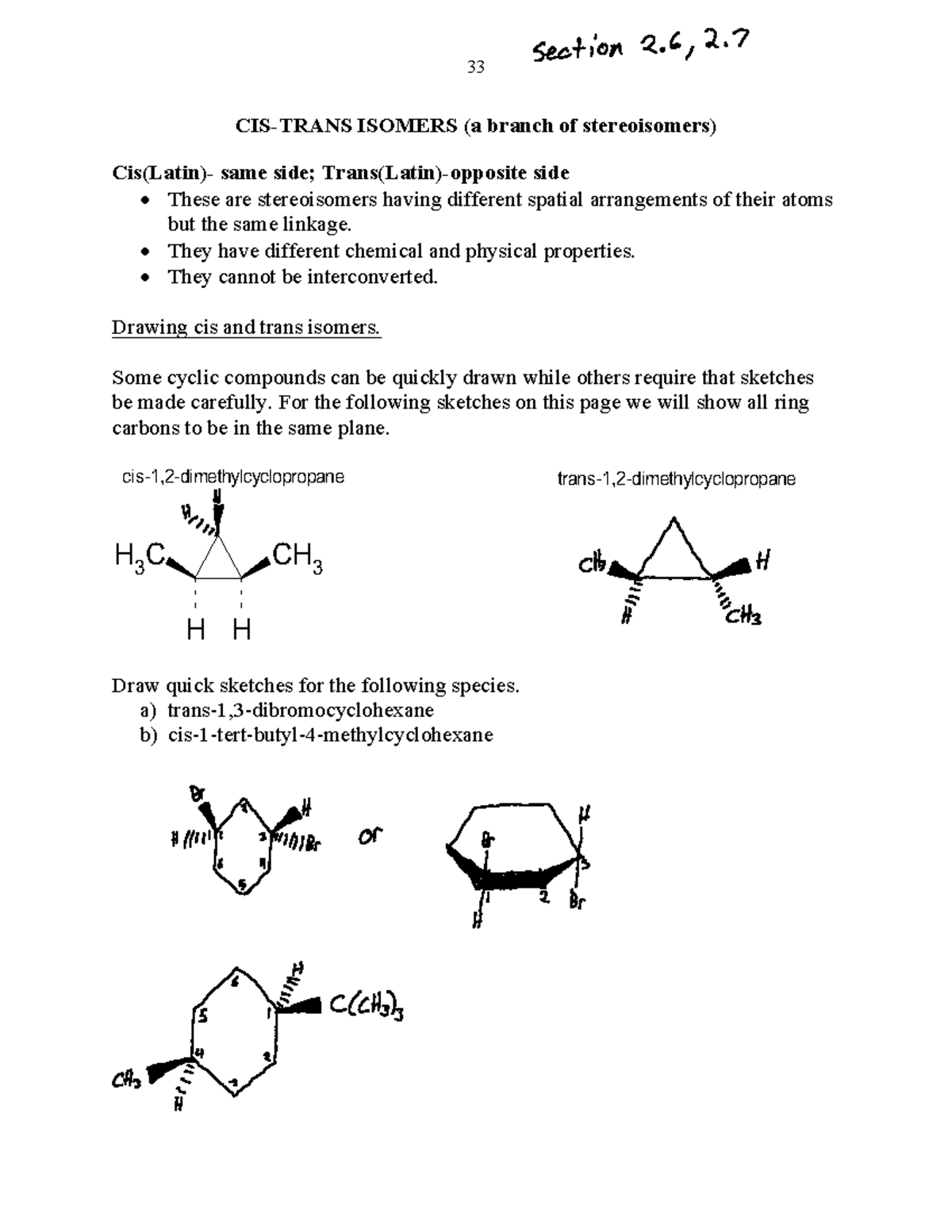 Chem 221 Lecture 5 - Notes - CIS-TRANS ISOMERS (a Branch Of ...