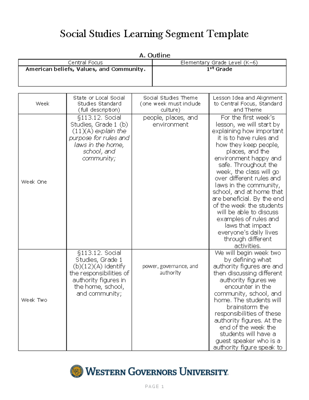 Socialstudiesrevision - Social Studies Learning Segment Template A ...