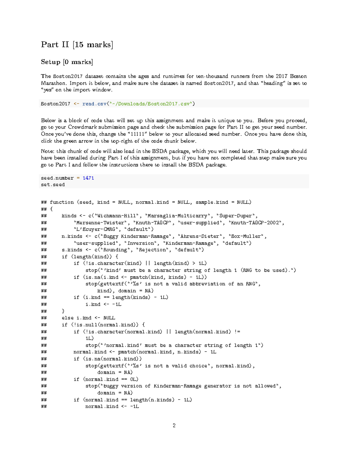 stats assignment 4 part 2 personal copy of assignment - Part II [15 ...
