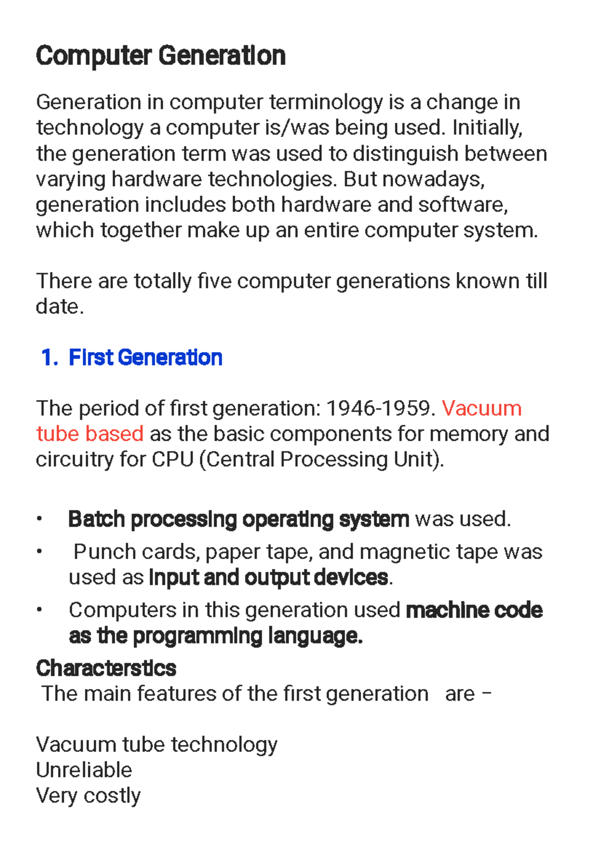 Computer Generation - Lecture notes 3 - Computer Generation Generation ...