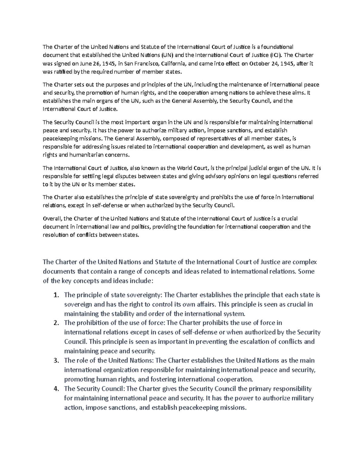 Charter OF THE United Nations AND Statute OF THE International Court OF ...