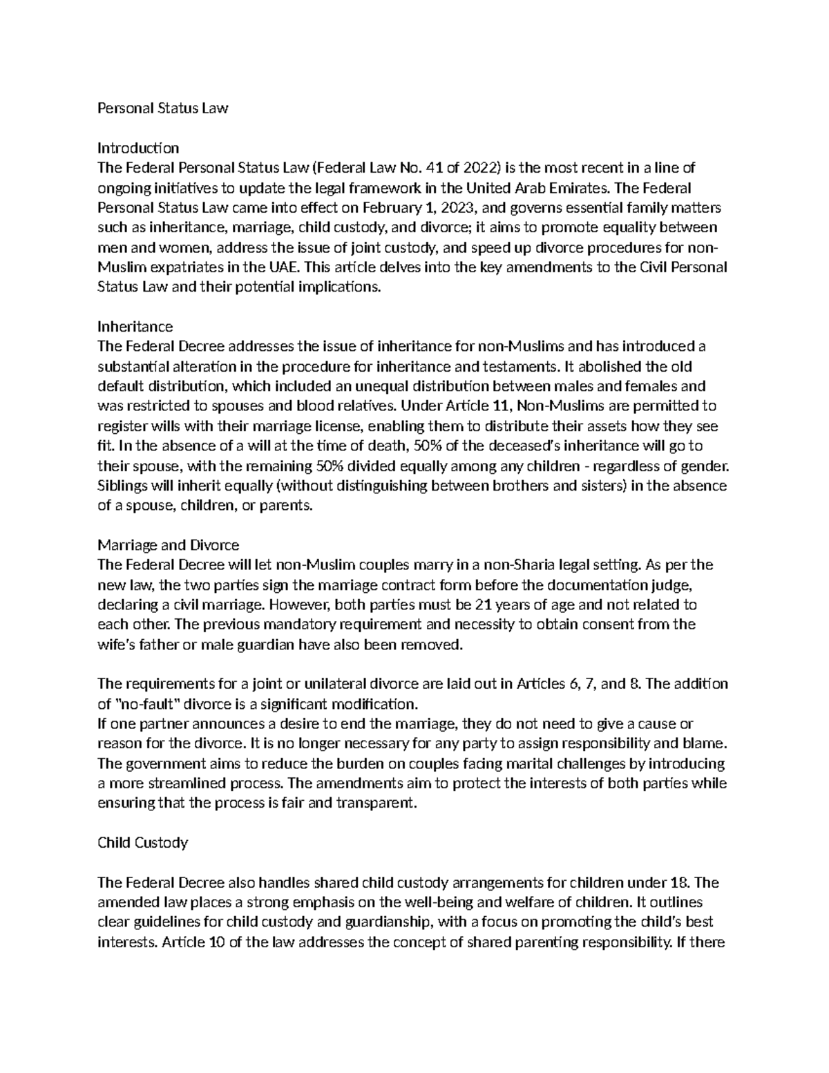 Personal Status Law lll Personal Status Law Introduction The