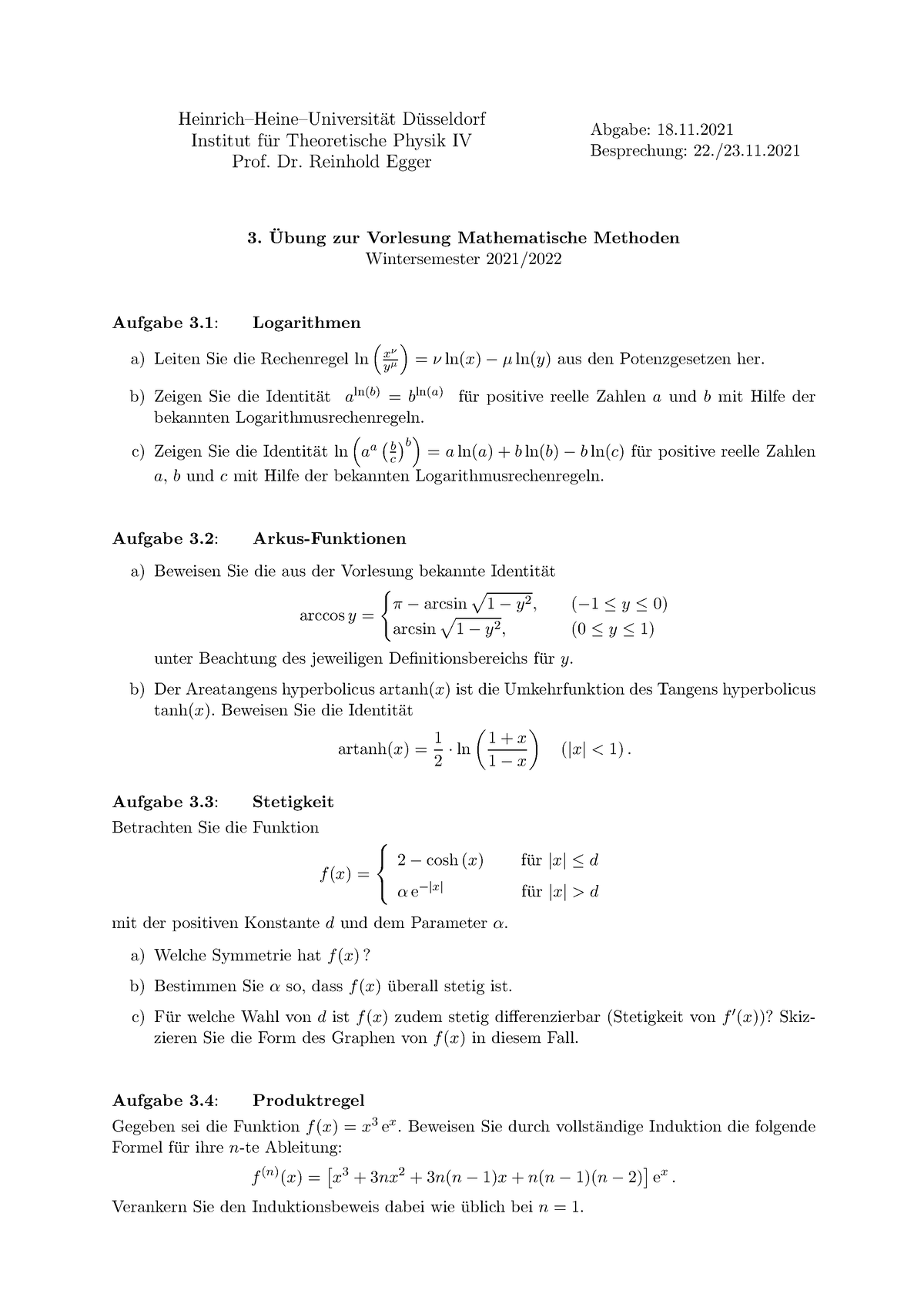 Blatt 3 Mathematische Methoden I 2021 - Heinrich–Heine–Universit ̈ At D ...