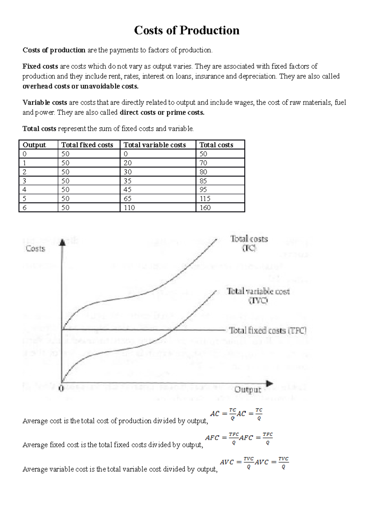 Costs Of Production Costs Of Production Costs Of Production Are The