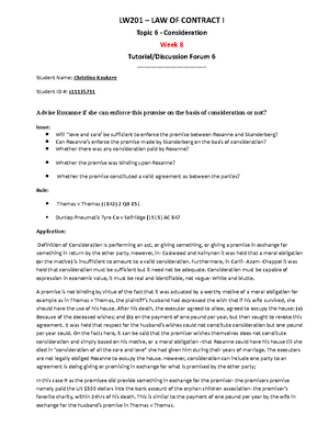 LW201 Tutorial 4 - LW201 – Law of Contract I QUESTION 1: Please read ...
