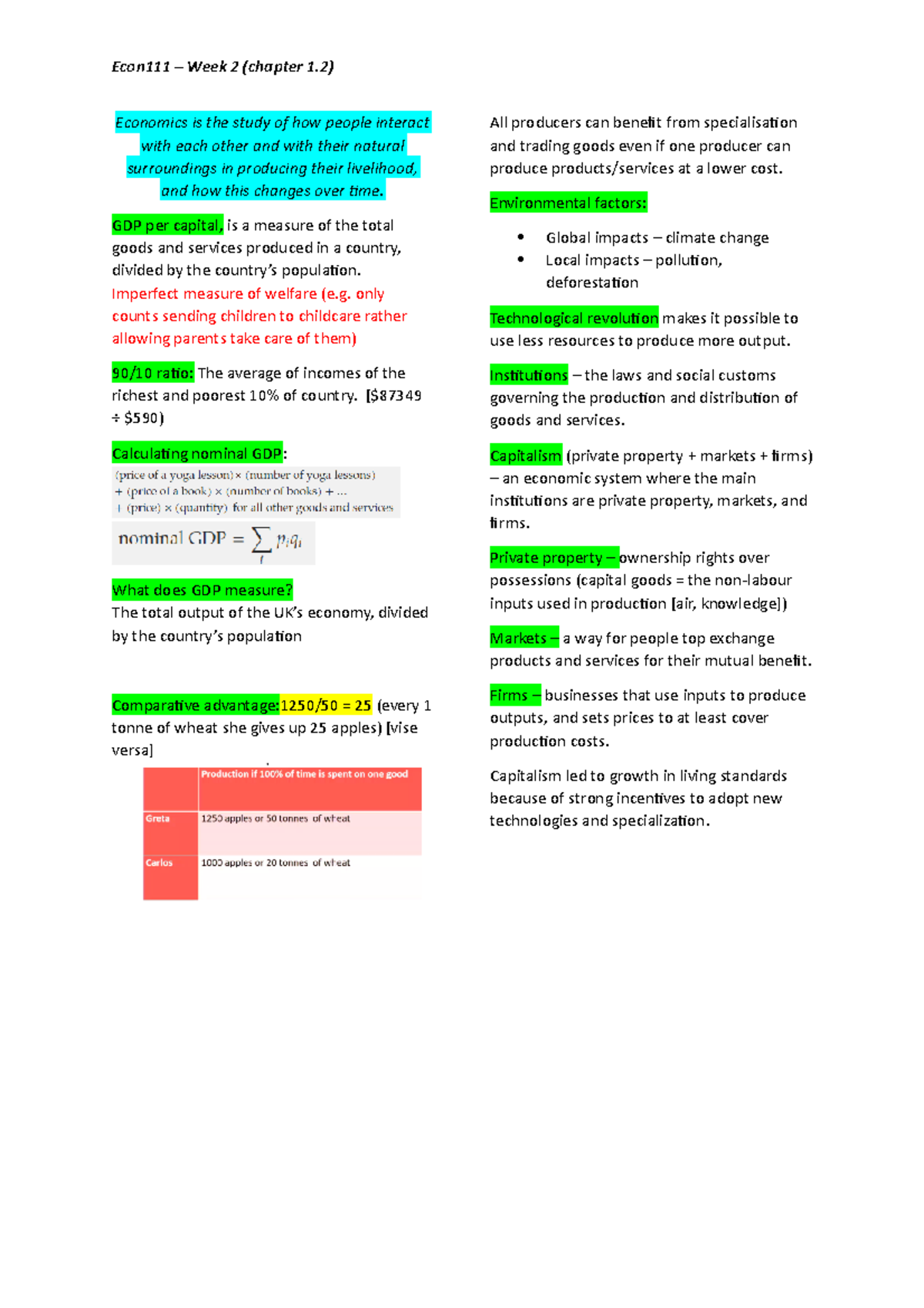 Week 2 - ECON NOTES REVISED - Econ111 – Week 2 (chapter 1) Economics Is ...