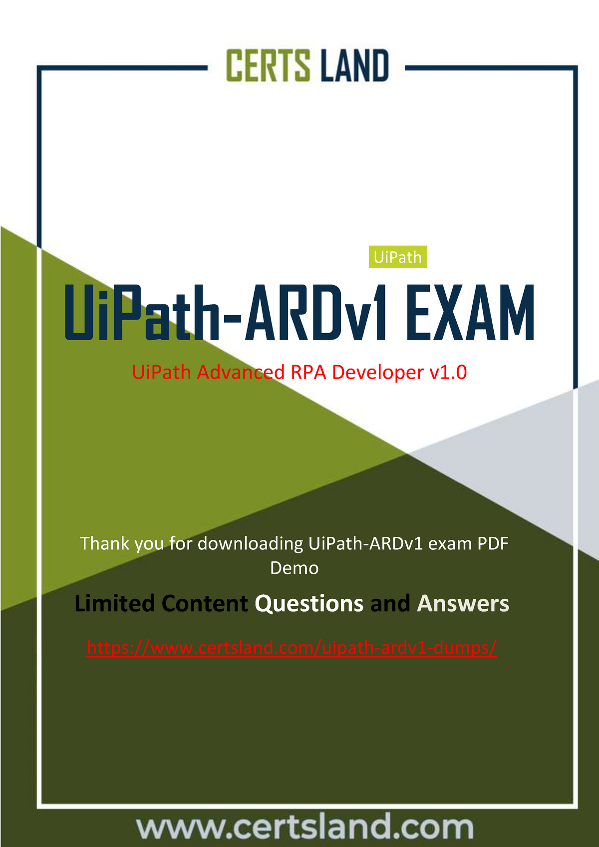 Free Sample UiPath-ARDv1 Questions