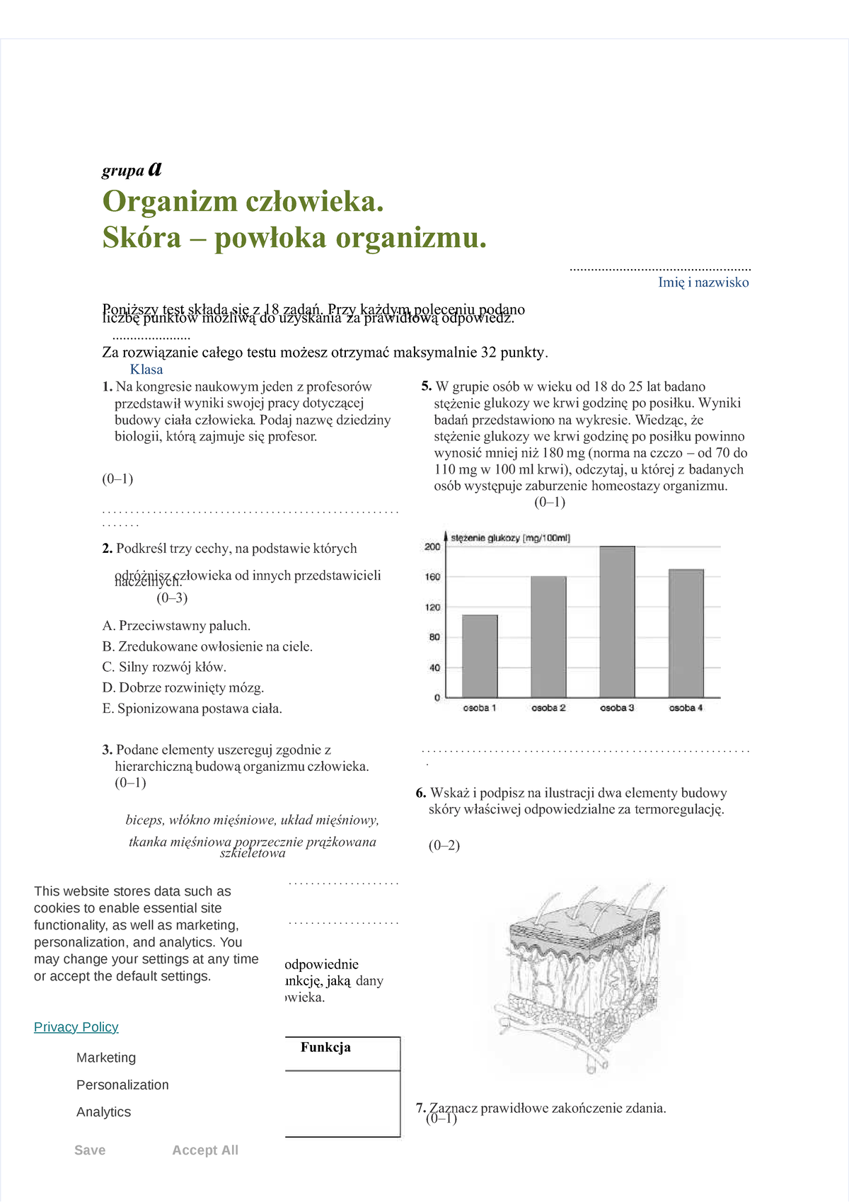 Pdf-test compress - grupagrupa aa Organizm człowieka człowieka. Skóra