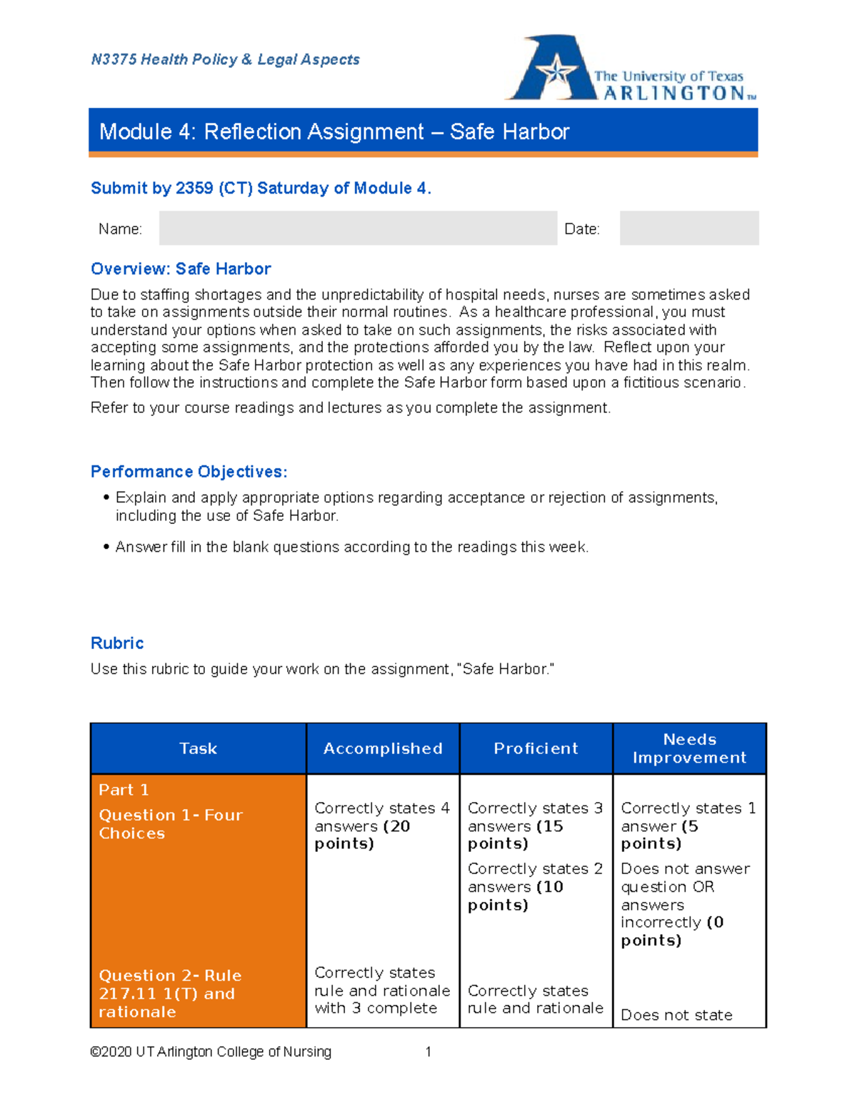 N3375-Mod 4 Assignment - Submit by 2359 (CT) Saturday of Module 4. Name ...