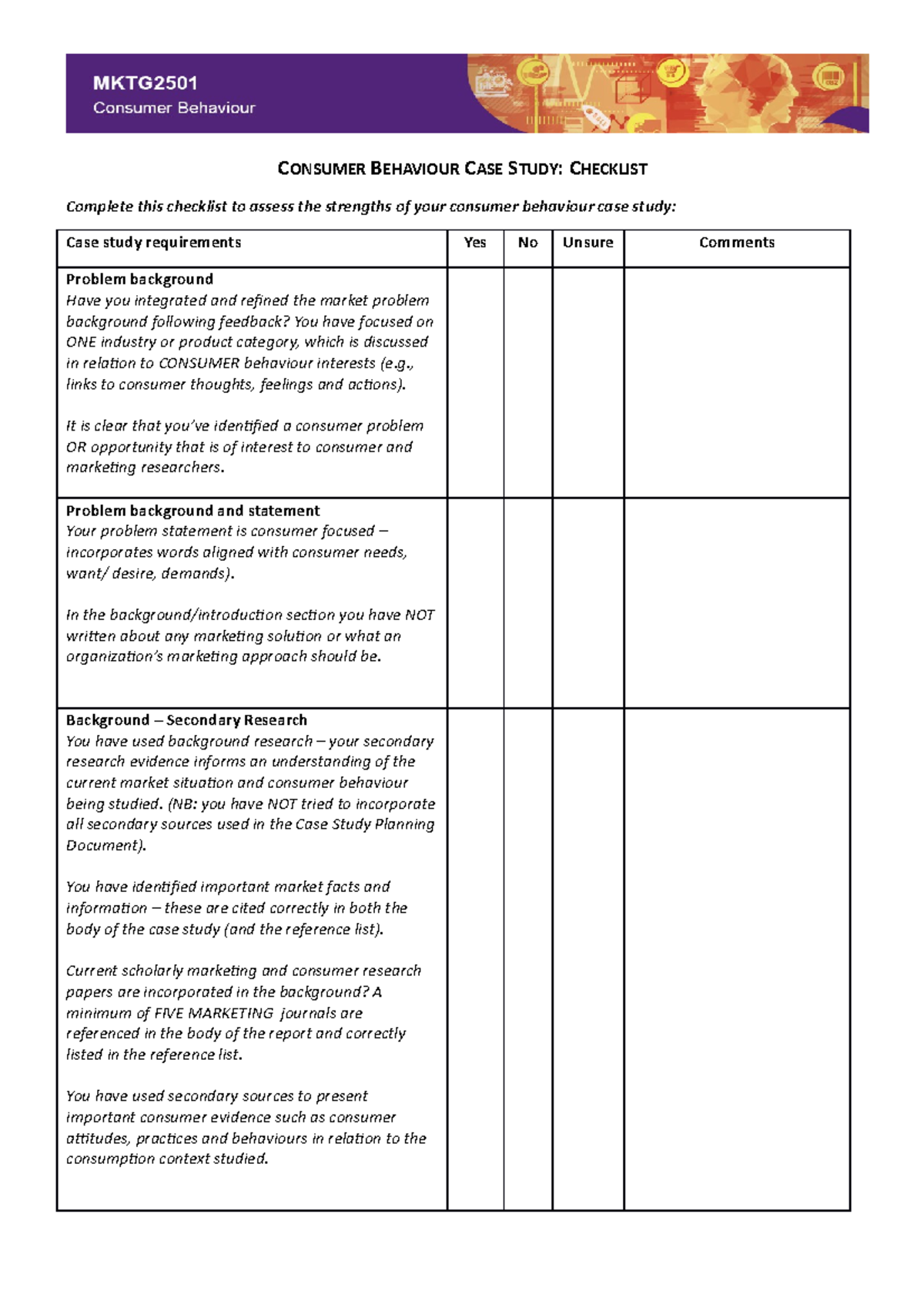 case study checklist