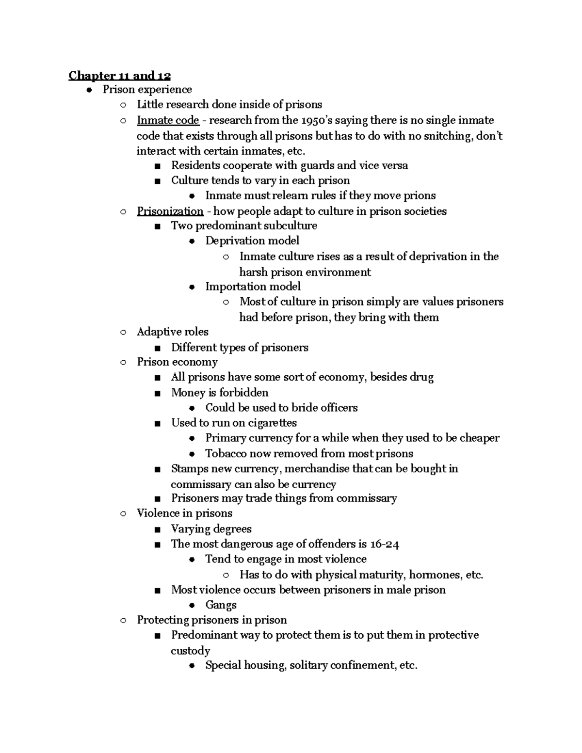 Chapter 11 And 12 - Corrections. - Chapter 11 And 12 Prison Experience ...