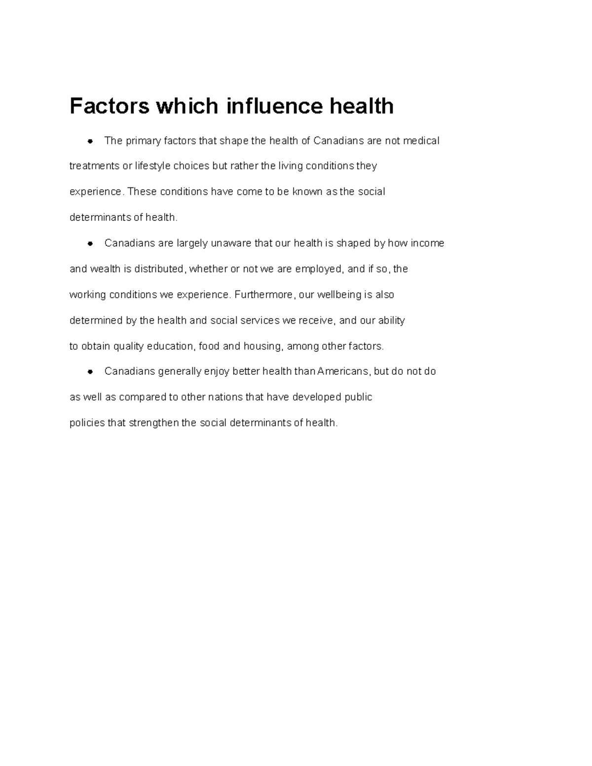 Hss 1101 factors that affect your health - Factors which influence ...