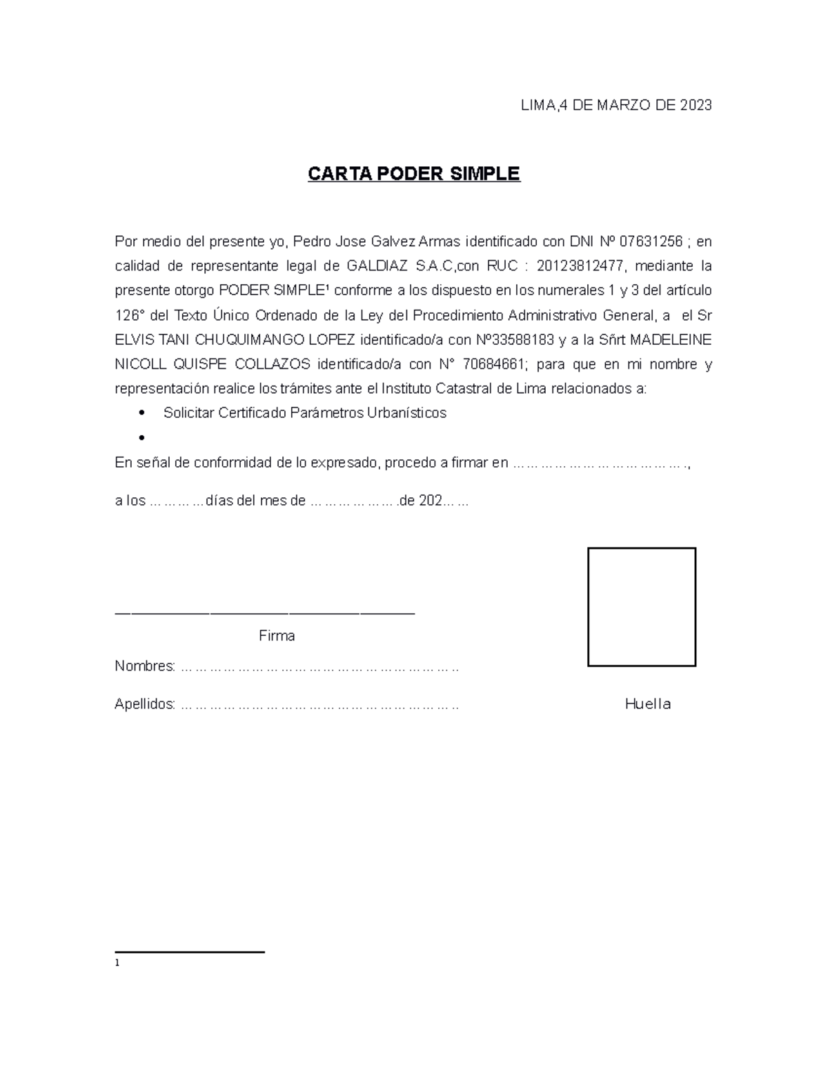 Carta Poder Simple Para Tramites – eroppa