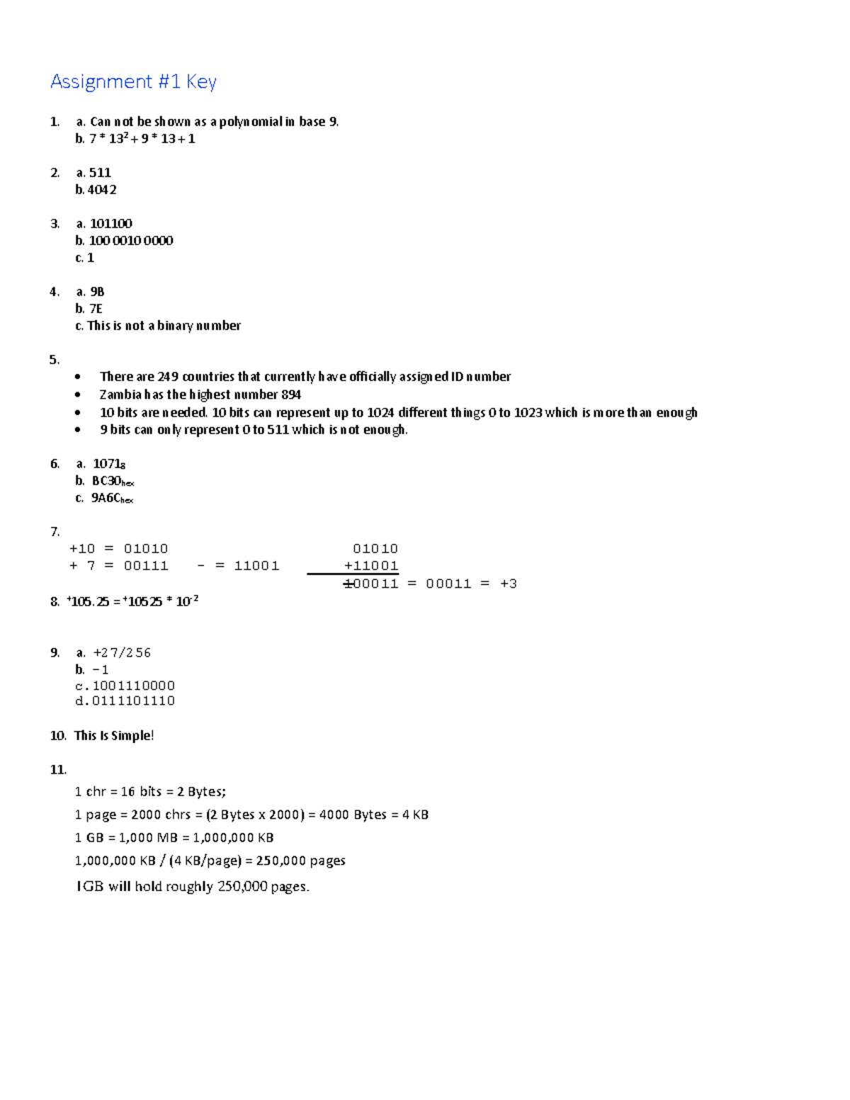 9th assignment 1 answer key 2021