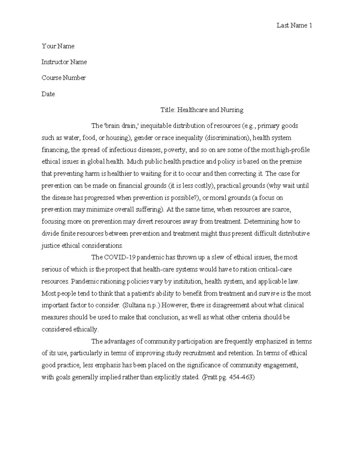 Healthcare and Nursing mla(Correction) - Last Name 1 Your Name ...