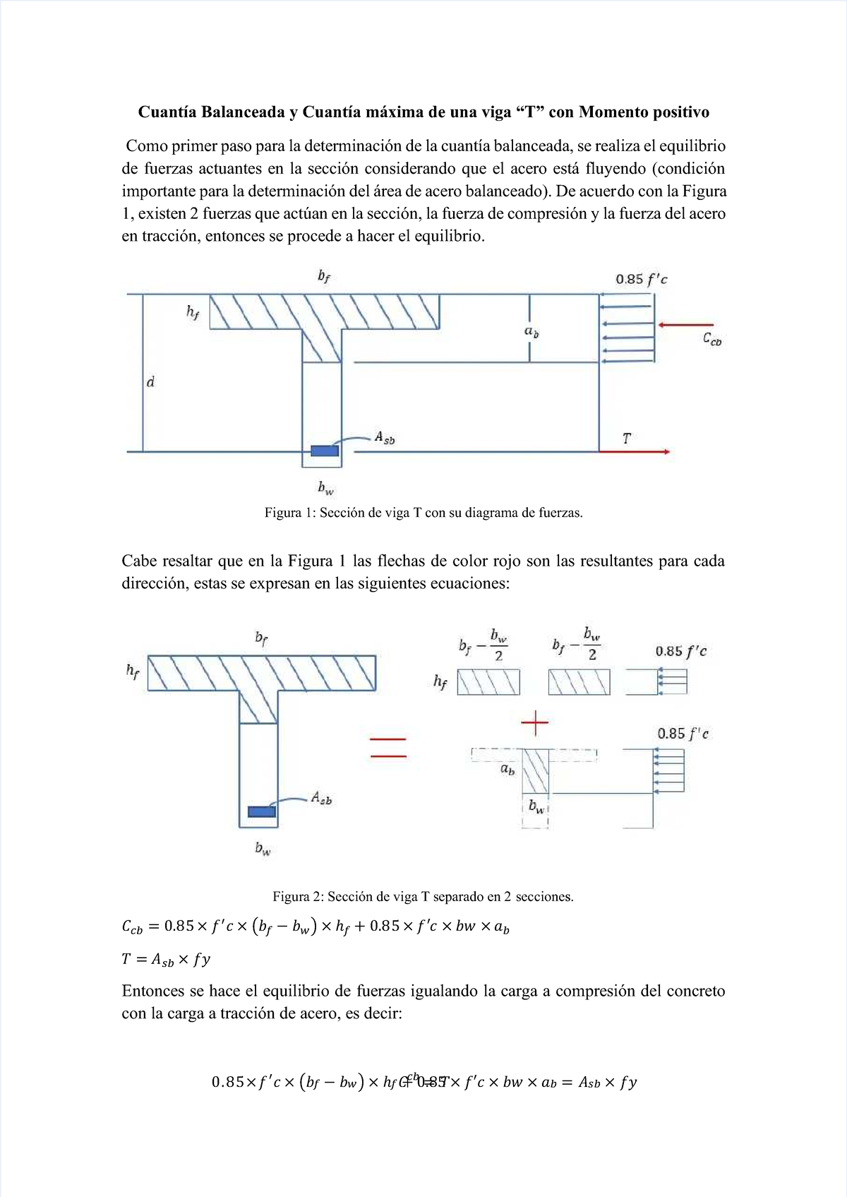 Cuantias Interesante Cuantía Balanceada Y Cuantía Máxima De Una Viga “t”cuantía Balanceada Y 2451