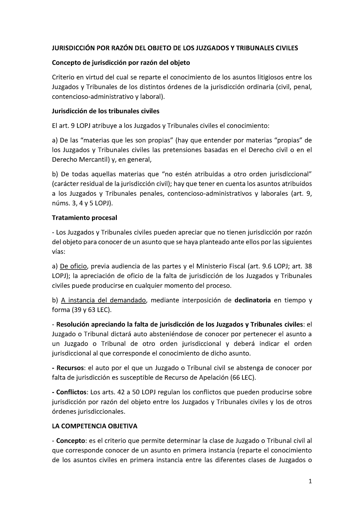 Tema 2. Competencia De Los Juzgados Y Tribunales Civiles - JURISDICCIÓN ...