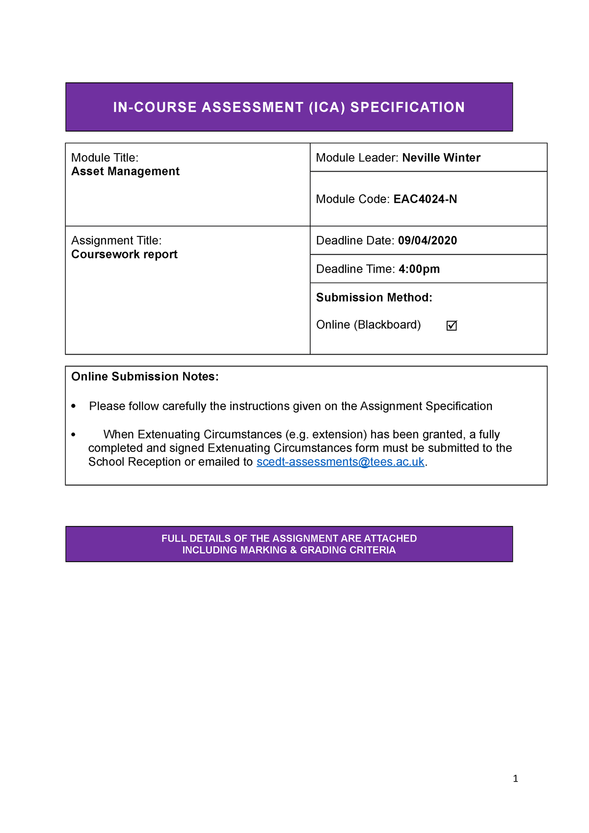 ica assignment marks