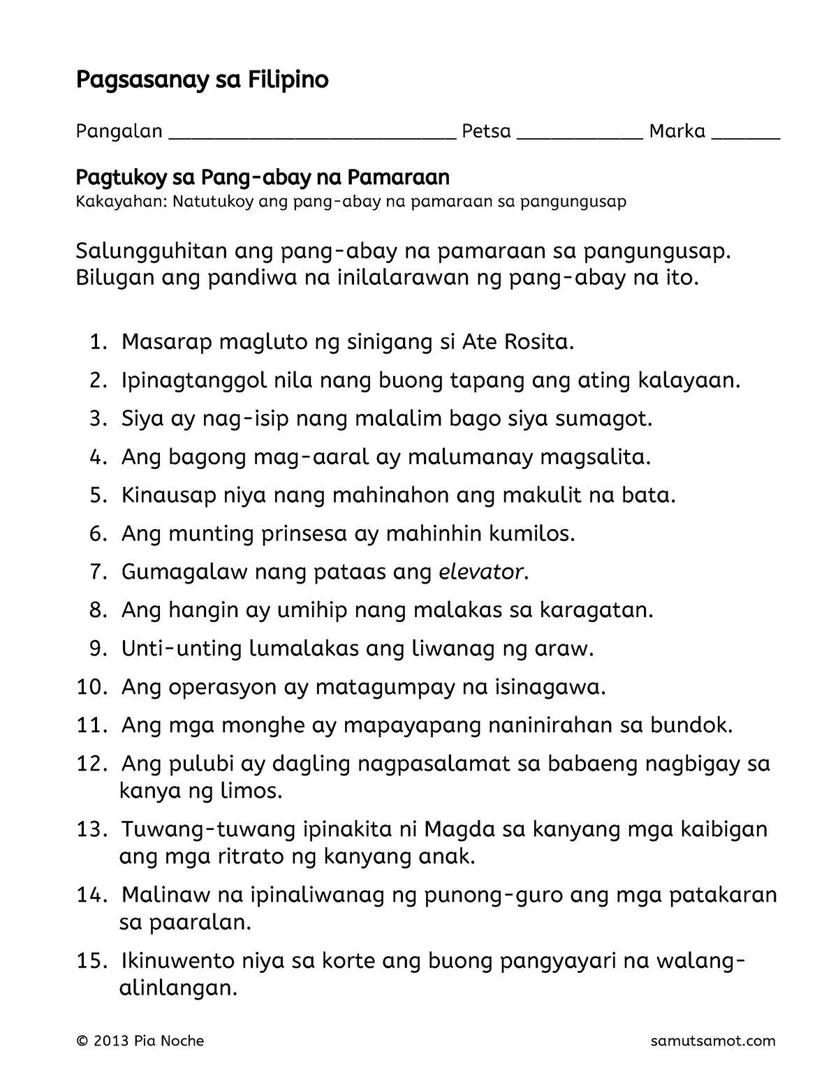 Pagtukoy-sa-pang-abay-na-pamaraan 3-1 - Pagsasanay sa Filipino Pangalan