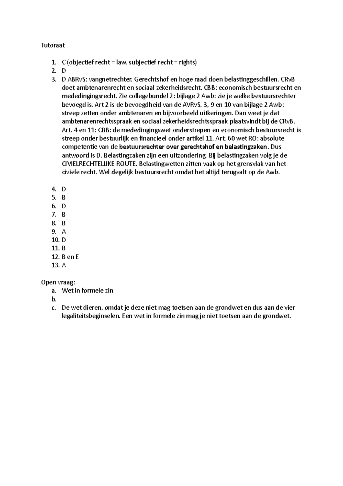 Oefententamen Inleiding - Tutoraat C (objectief Recht = Law, Subjectief ...