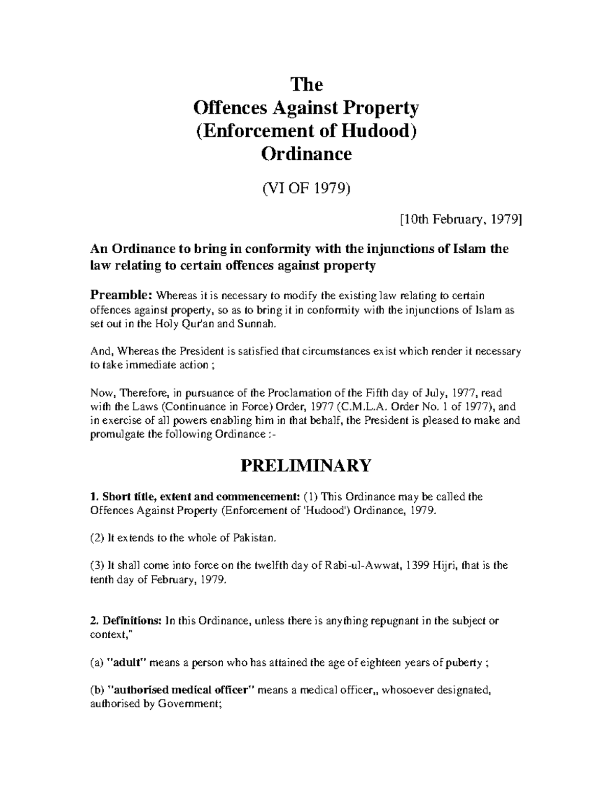 4dd101512 The Offences Against Property (Enforcement of Hudood