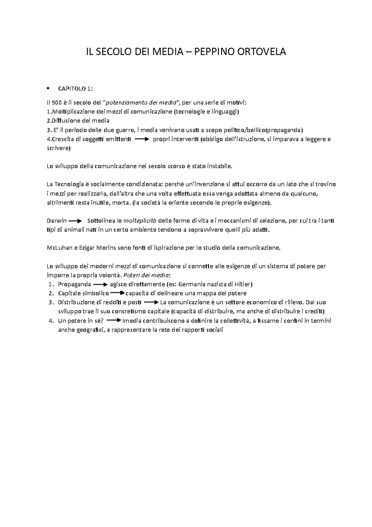 IL Secolo DEI Media riassunto IL