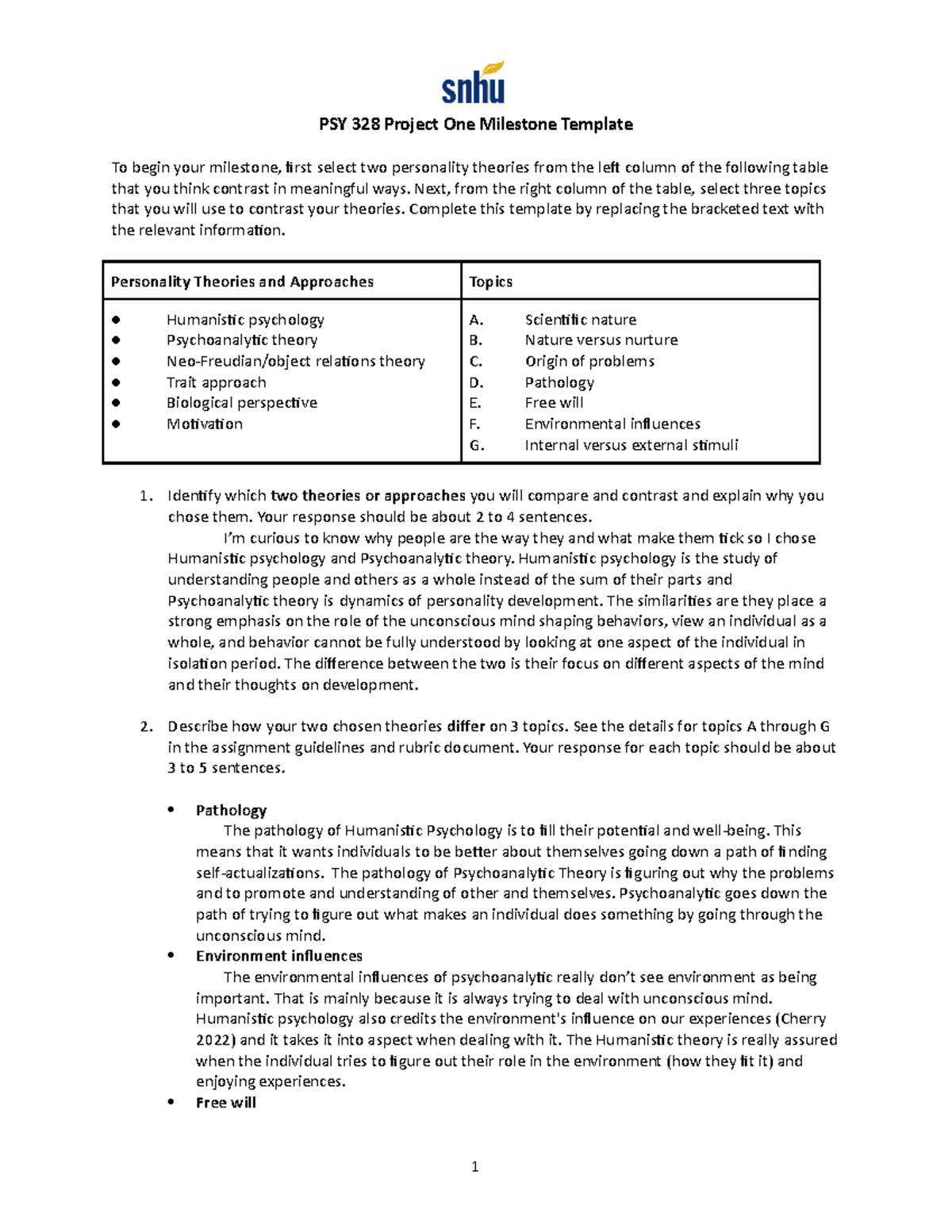 PSY 328 Project One Milestone Template DONE - Next, From The Right ...