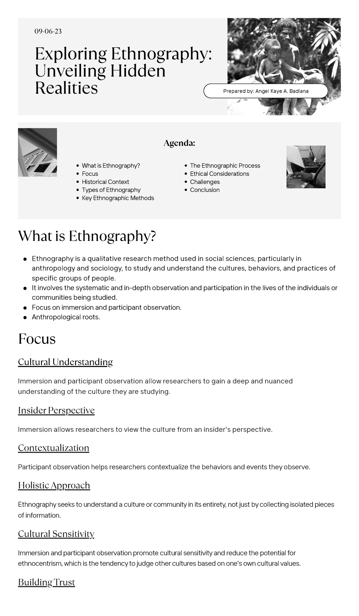 Ethnography-Handouts - What Is Ethnography? Focus Cultural ...