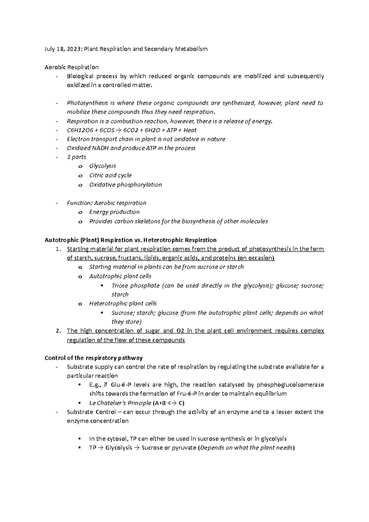 Plant Respiration and Secondary Metabolism - Photosynthesis is where ...