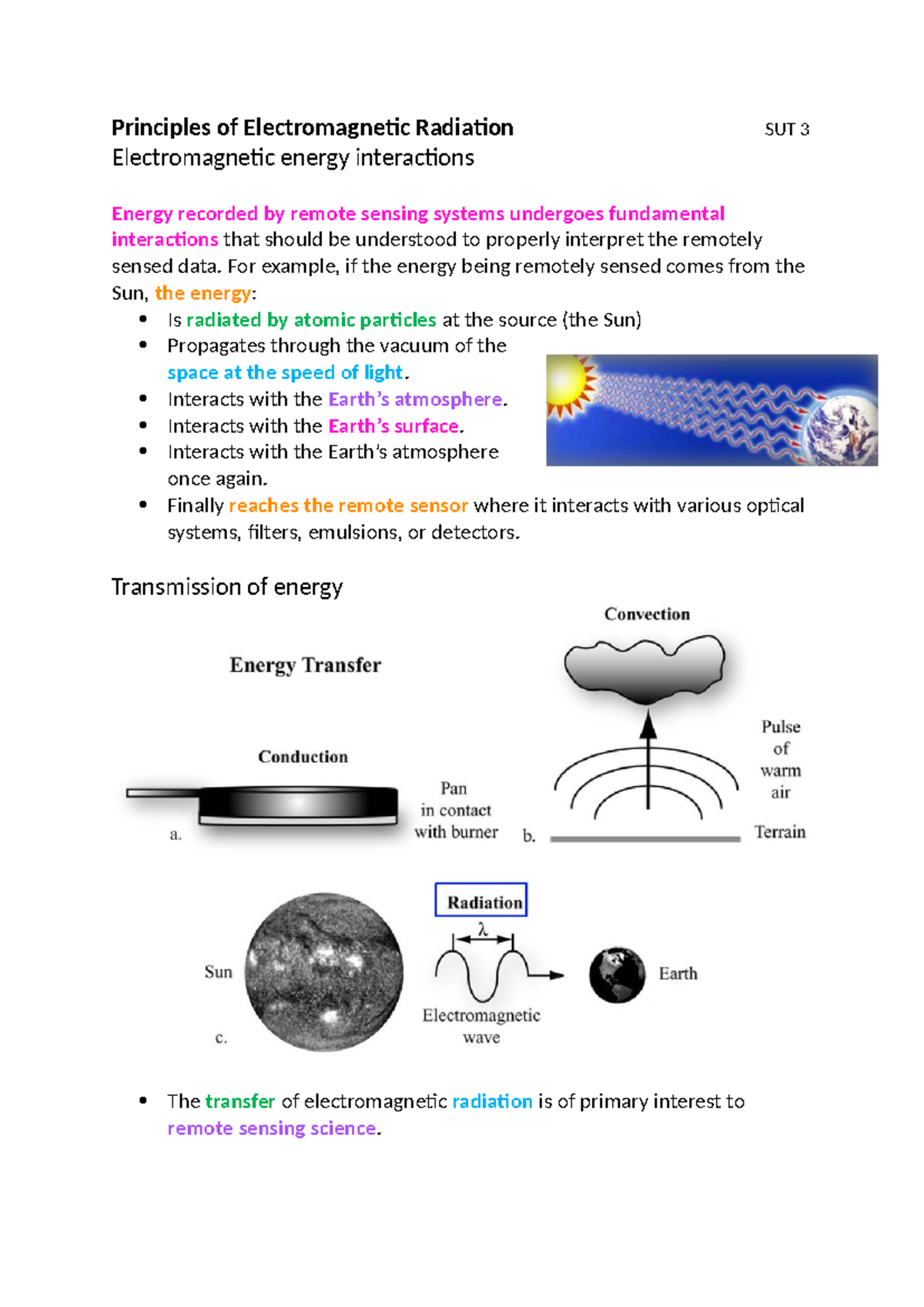 SUT 3 - summary sut 3 - Principles of Electromagnetic Radiation SUT 3 ...