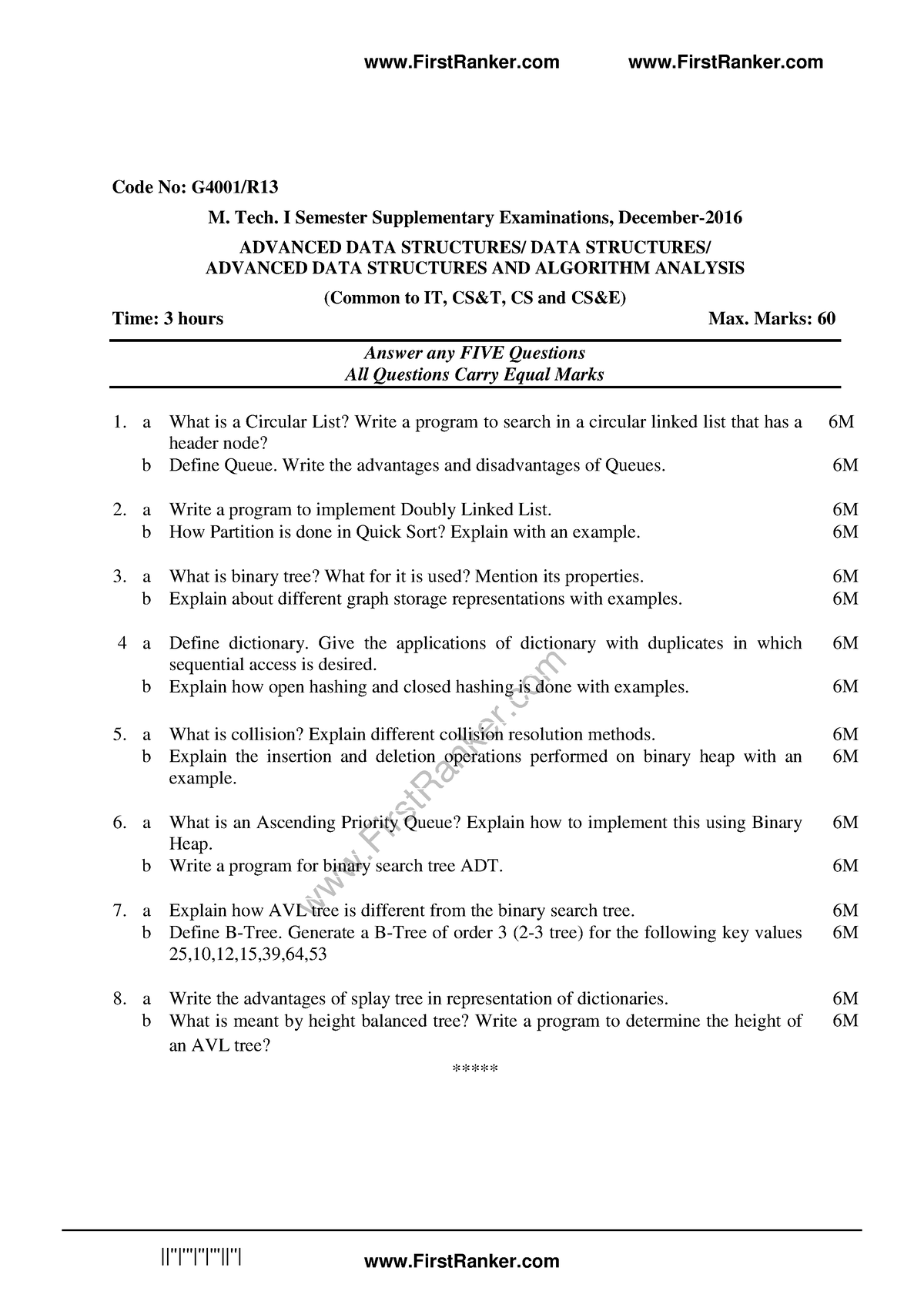 Jntuk Ads 2016 R13 - Papers - Firstranker 