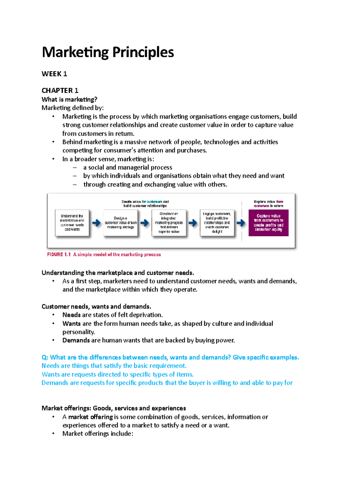 Marketing Principles - Notes - Marketing Principles WEEK 1 CHAPTER 1 ...