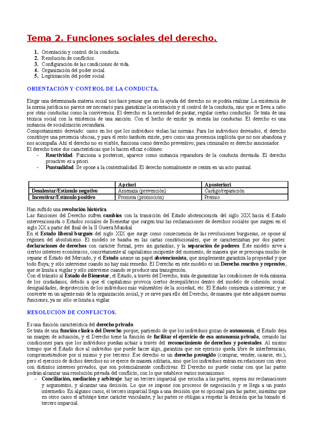 Tema 2. Funciones sociales del derecho. Tema 2. Funciones sociales